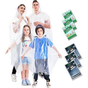 Disposable Rain Ponchos Kids Adults Waterproof Extra Thick Emergency Outdoor